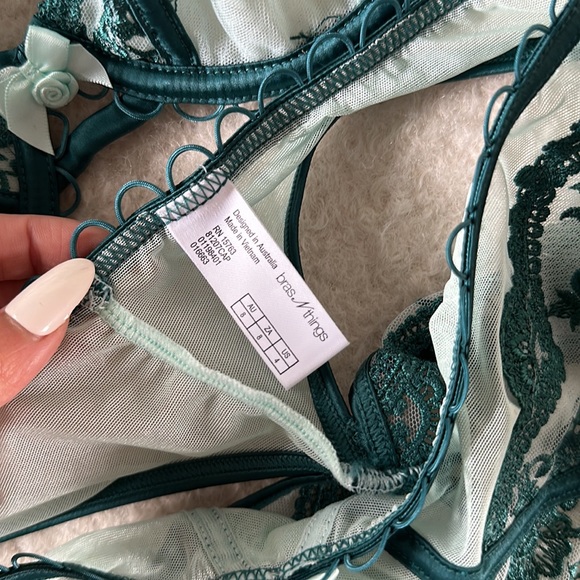 Bras n things emerald green bra and underwear set 32C S US 4 - Picture 4 of 4